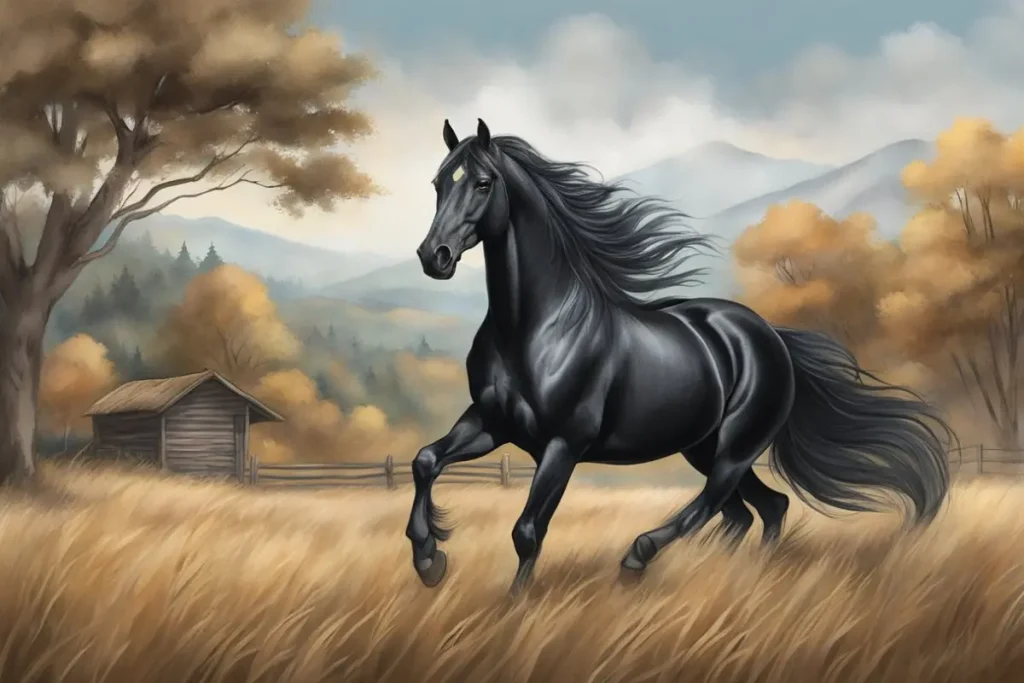 Black horse running
