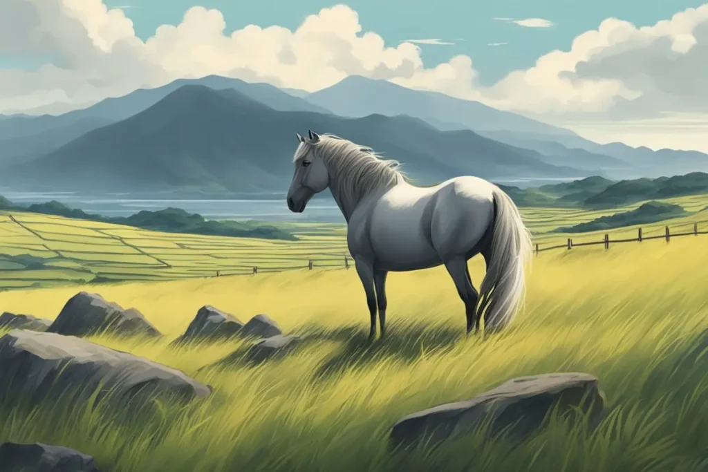 white horse standing in grass
