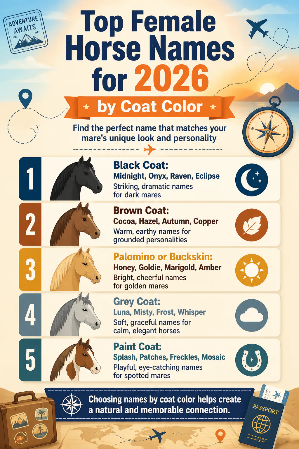 Top Female Horse Names for 2026 by Coat Color