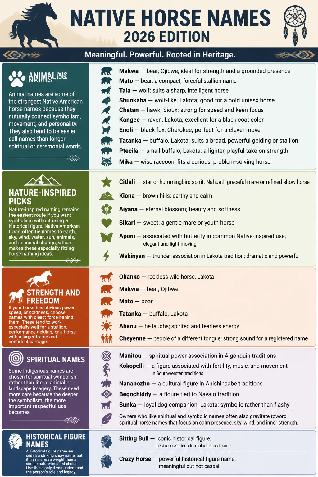 Infographic of Native horse names